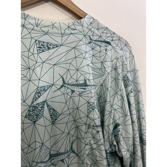 AFTCO Prisma Performance Shirt Size S Fishing UPF Mahi Mahi Geometric Dad Tuna - Picture 9 of 12